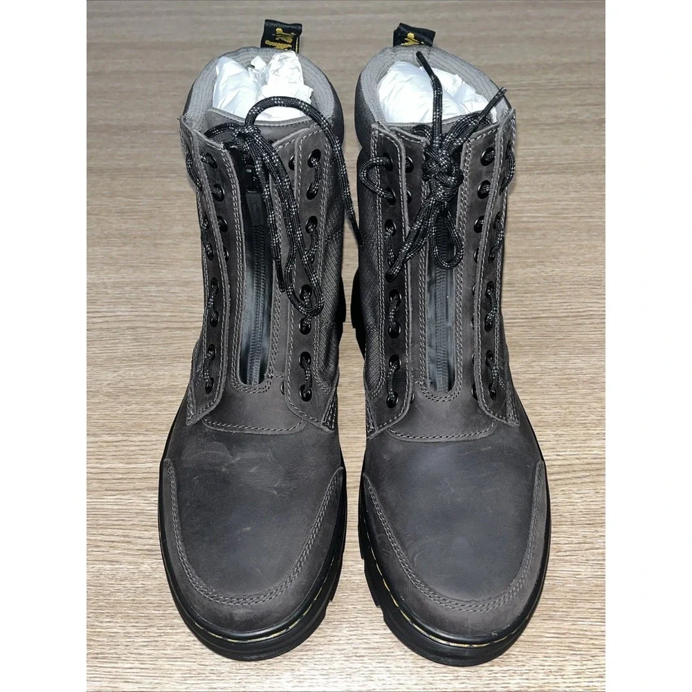 Dr Marten Combs Leather Jungle Zip Casual Combat Boots Gunmetal Men 11 Woman 12